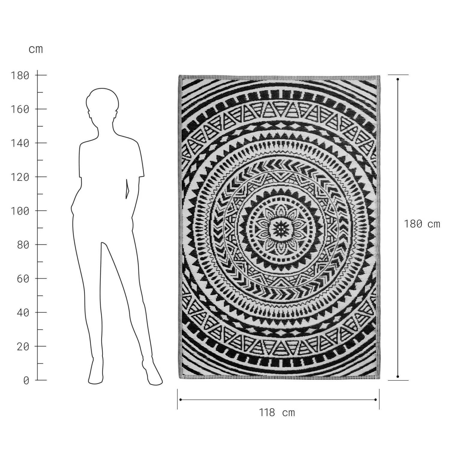 In- & Outdoor-Teppich Circles L 180 X B 118cm COLOUR CLASH In Schwarz-Weiß 3 In- & Outdoor-Teppich Circles L 180 X B 118cm COLOUR CLASH In Schwarz-Weiß – Bild 3