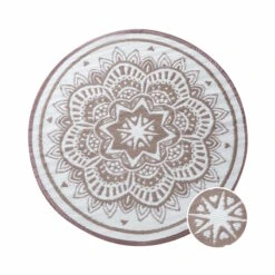 In- & Outdoor-Teppich Flora Ø118cm COLOUR CLASH In Natur-Weiß