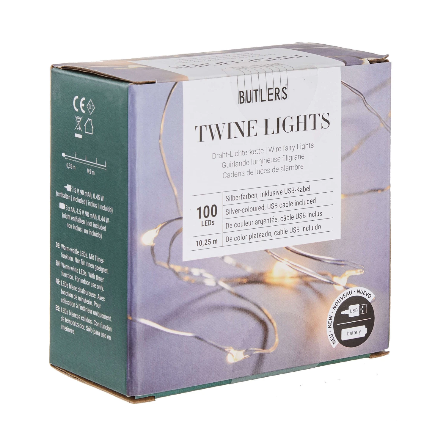 LED Lichterkette 100 Lichter Mit USB-Batteriefach TWINE LIGHTS In Silber 3 LED Lichterkette 100 Lichter Mit USB-Batteriefach TWINE LIGHTS In Silber – Bild 3